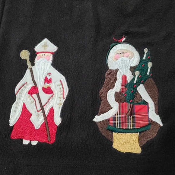Bechamel Father Christmas Fleece Sweater Vest Medium Santa Black VTG Teachercore - Picture 8 of 13